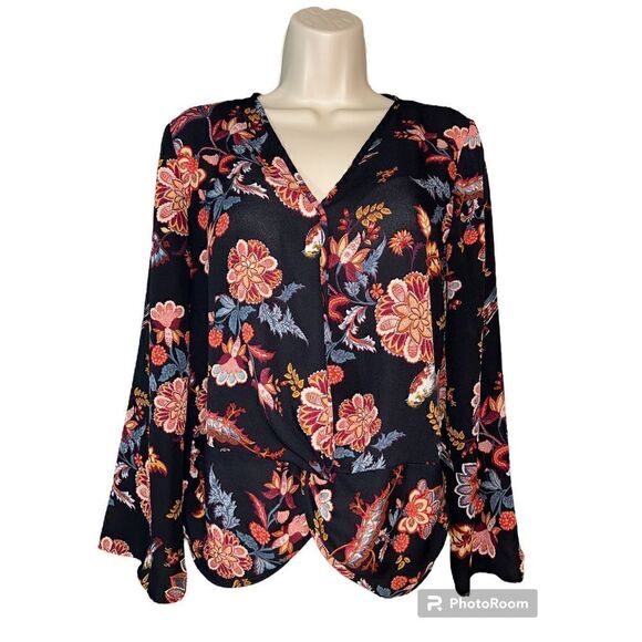Signature Studio Womens Small Top Floral Sheer - Picture 1 of 7